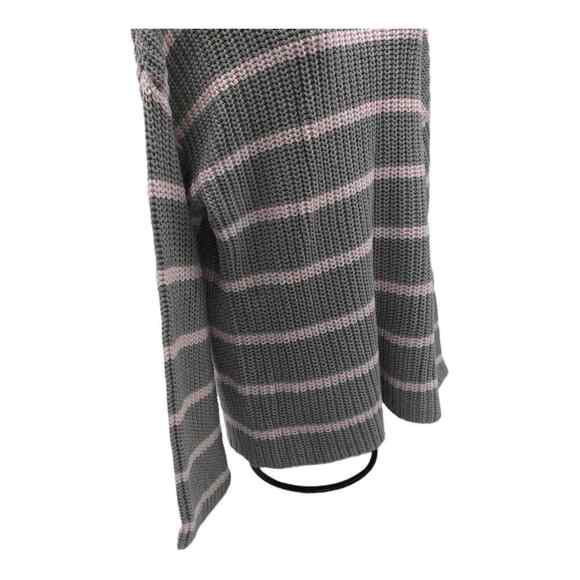 Caslon Womens Medium Sweater Gray Pink Stripe Mock Neck Chunky Knit NWT - Picture 12 of 16